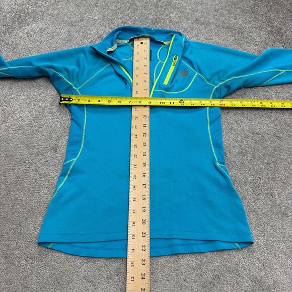 The North Face FlashDry 1/4 Zip Pullover Jacket Womens Small Blue Neon Green - Picture 13 of 16